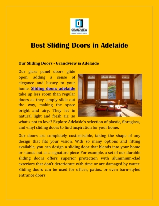 Best Sliding Doors in Adelaide