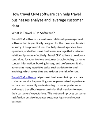 How travel CRM software can help travel businesses analyze and leverage customer data