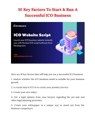 10 Key Factors To Start & Run A Successful ICO Business