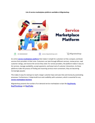 List of service marketplace platform available at Migrateshop