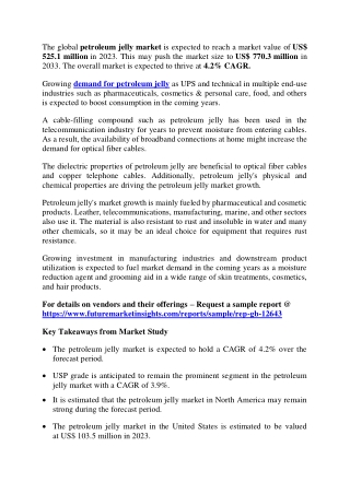 Petroleum Jelly Market Dynamics and Key Growth Opportunities