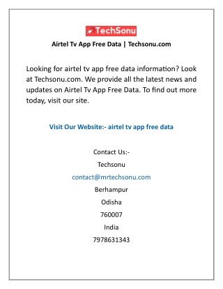 Airtel Tv App Free Data  Techsonu.com