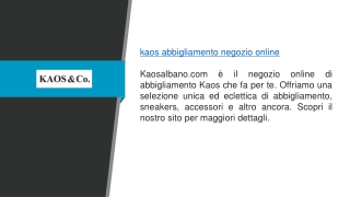 Kaos Abbigliamento Negozio Online Kaosalbano.com