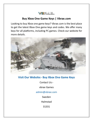 Buy Xbox One Game Keys  Vbrae.com