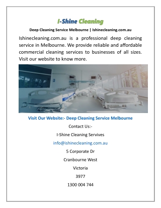 Deep Cleaning Service Melbourne  Ishinecleaning.com.au