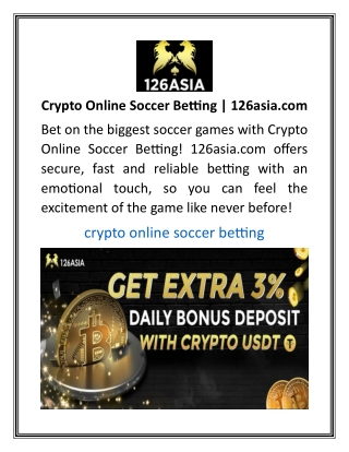 Crypto Online Soccer Betting | 126asia.com