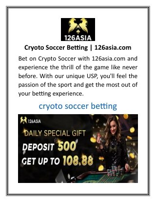 Cryoto Soccer Betting | 126asia.com