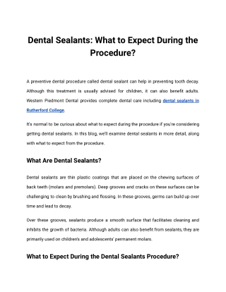 Dental Sealants_ What to Expect During the Procedure
