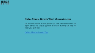 Online Muscle Growth Tips  Muscmetro.com