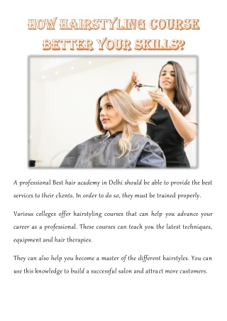 How Hairstyling Course Better Your Skills?