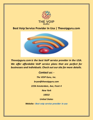 Best Voip Service Provider In Usa Thevoipguru com