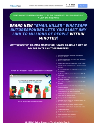 SendFlow - Brand New “Email Killer” WhatsApp Autoresponder Lets You Blast Any Link To Millions Of People Within Minutes!
