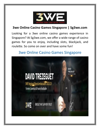 3we Online Casino Games Singapore | Sg3we.com