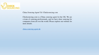 China Sourcing Agent Uk  Chicksourcing.com