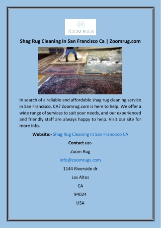 Shag Rug Cleaning In San Francisco Ca  Zoomrug
