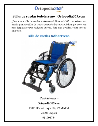 Sillas de ruedas todoterreno | Ortopedia365.com