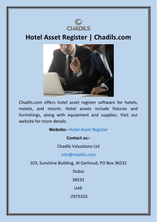 Hotel Asset Register  Chadils