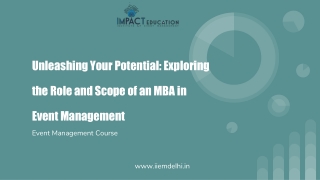 Scope of Event Management for MBA and Its role in Management