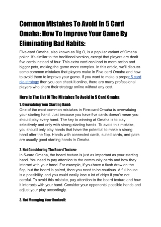 Common Mistakes To Avoid In 5 Card Omaha_ How To Improve Your Game By Eliminating Bad Habits_