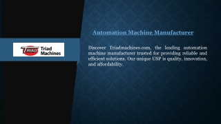 Automation Machine Manufacturer  Triadmachines.com