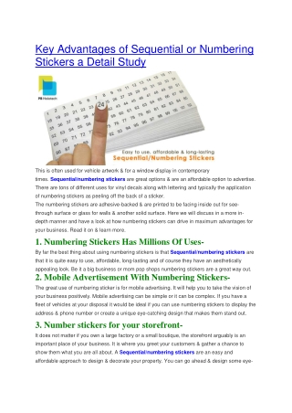Key Advantages of Sequential or Numbering Stickers a Detail Study