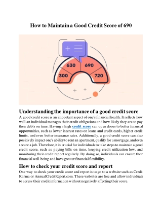 How to Maintain a Good Credit Score of 690