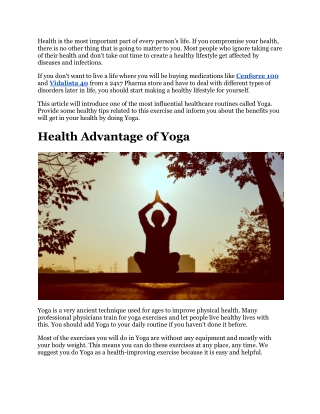 Health Advantages of Yoga for Better and Healthy Lifestyle