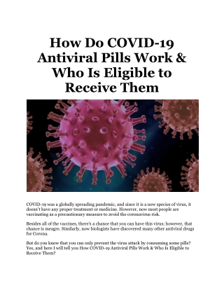 How Do COVID-19 Antiviral Pills Work & Who Is Eligible to Receive Them