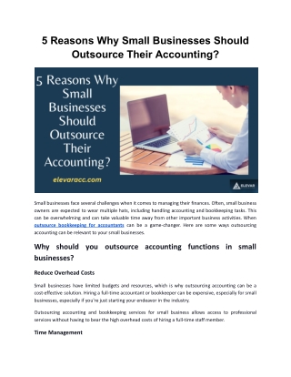 5 Reasons Why Small Businesses Should Outsource Their Accounting?