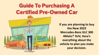 Guide To Purchasing A Certified Pre-Owned Car