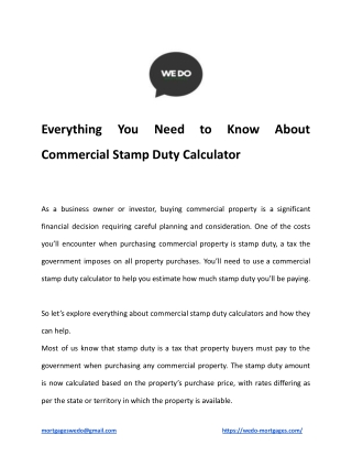Everything You Need to Know About Commercial Stamp Duty Calculator