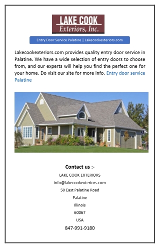 Entry Door Service Palatine | Lakecookexteriors.comjhjktym,,,,