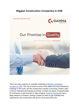 Biggest Construction Companies In UAE | Gamma Construction