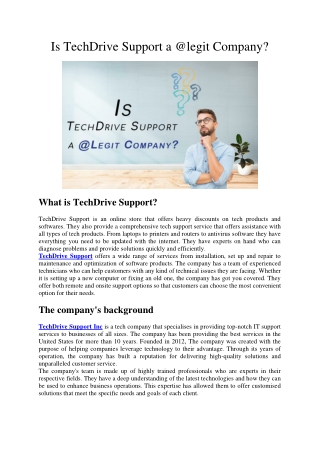 Is TechDrive Support a legit company