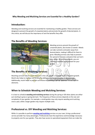 weeding and mulching services