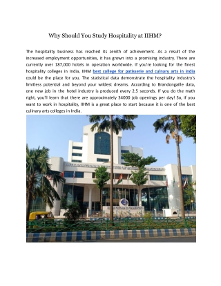 Why Should You Study Hospitality at IIHM