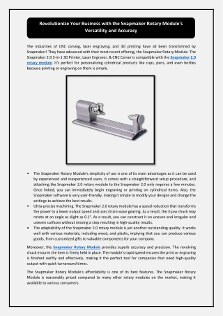 Revolutionize Your Business with the Snapmaker Rotary Module's Versatility and Accuracy