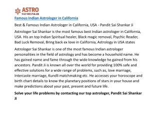 Famous Indian Astrologer in California