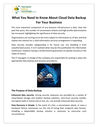 What You Need to Know About Cloud Data Backup For Your Business?