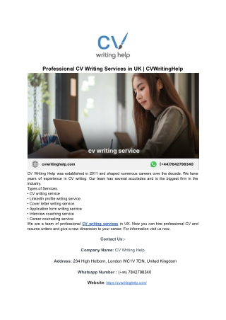 Professional CV Writing Services in UK | CVWritingHelp