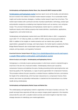 Vertebroplasty and Kyphoplasty Market Share, Size, Demand & SWOT Analysis by 2029