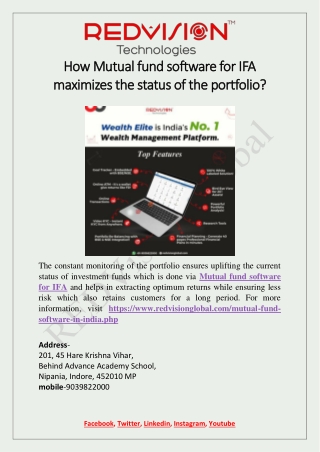 How Mutual fund software for IFA maximizes the status of the portfolio