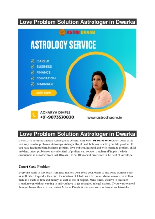 Love Problem Solution Astrologer in Dwarka  91-9873530830