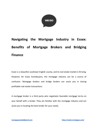 Navigating the Mortgage Industry in Essex: Benefits of Mortgage Brokers