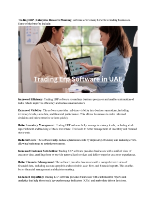 Trading Erp Software in UAE