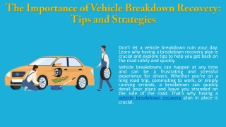 Vehicle breakdown recovery