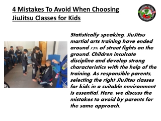 4 Mistakes To Avoid When Choosing JiuJitsu Classes for Kids