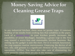 Money-Saving Advice for Cleaning Grease Traps