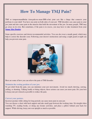 How To Manage TMJ Pain?