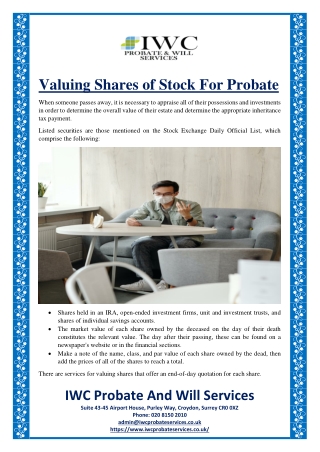 Valuing Shares of Stock For Probate